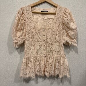 Twinset Simona Barbieri Pink Lace Button Down Blouse